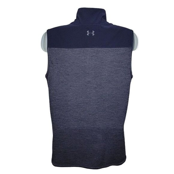 Under Armour Mens Small Fleece Specialist Vest Grid Blue Full Zip Pockets NEW - Picture 2 of 16